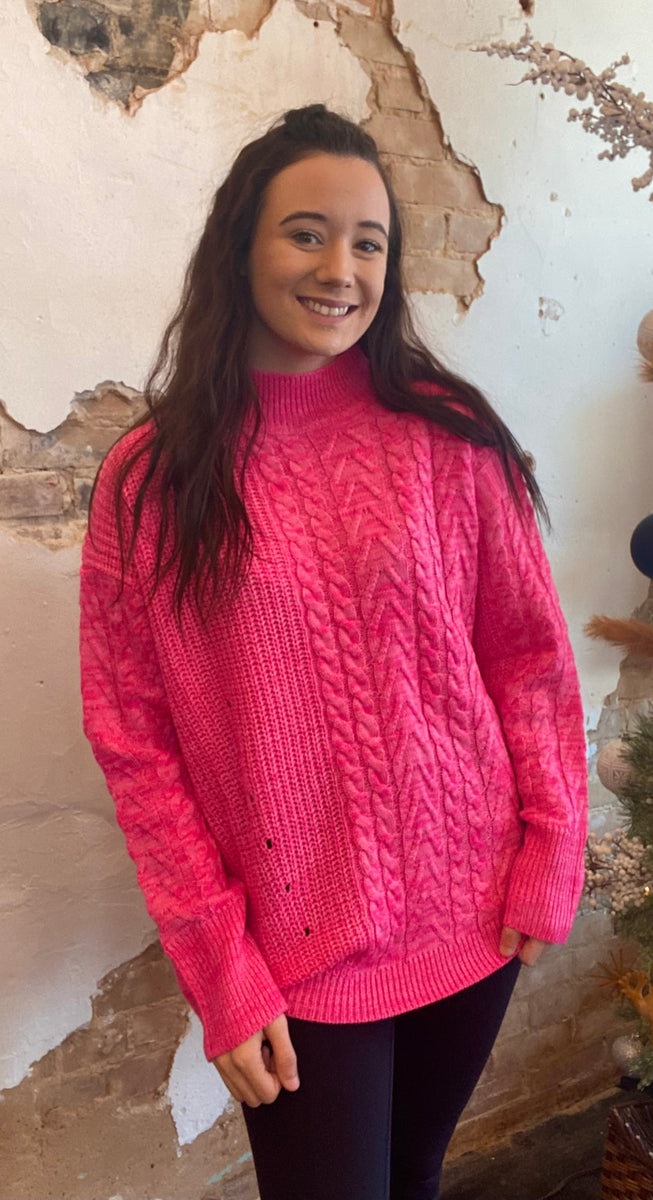 Hot Pink Cable Knit Sweater The Twisted Pelican