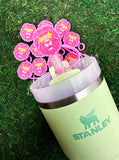 Pink Mascot Straw Toppers
