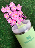 Pink Mascot Straw Toppers