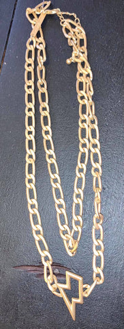 Lightening Bolt Double Chain Necklace