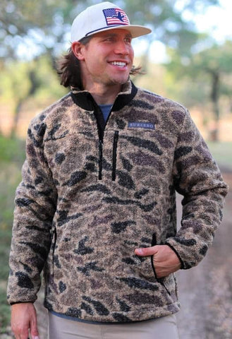 Burlebo Fleece Camo 1/4 Zip Pullover or Vest